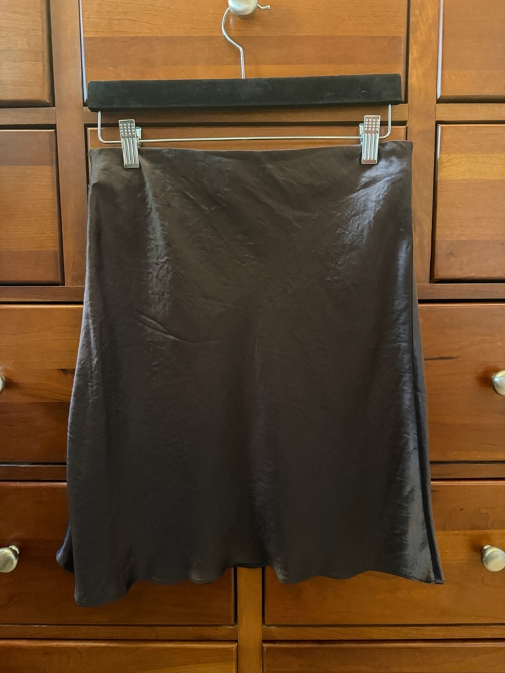 Babaton Chocolate Satin A-Line Mini Skirt
